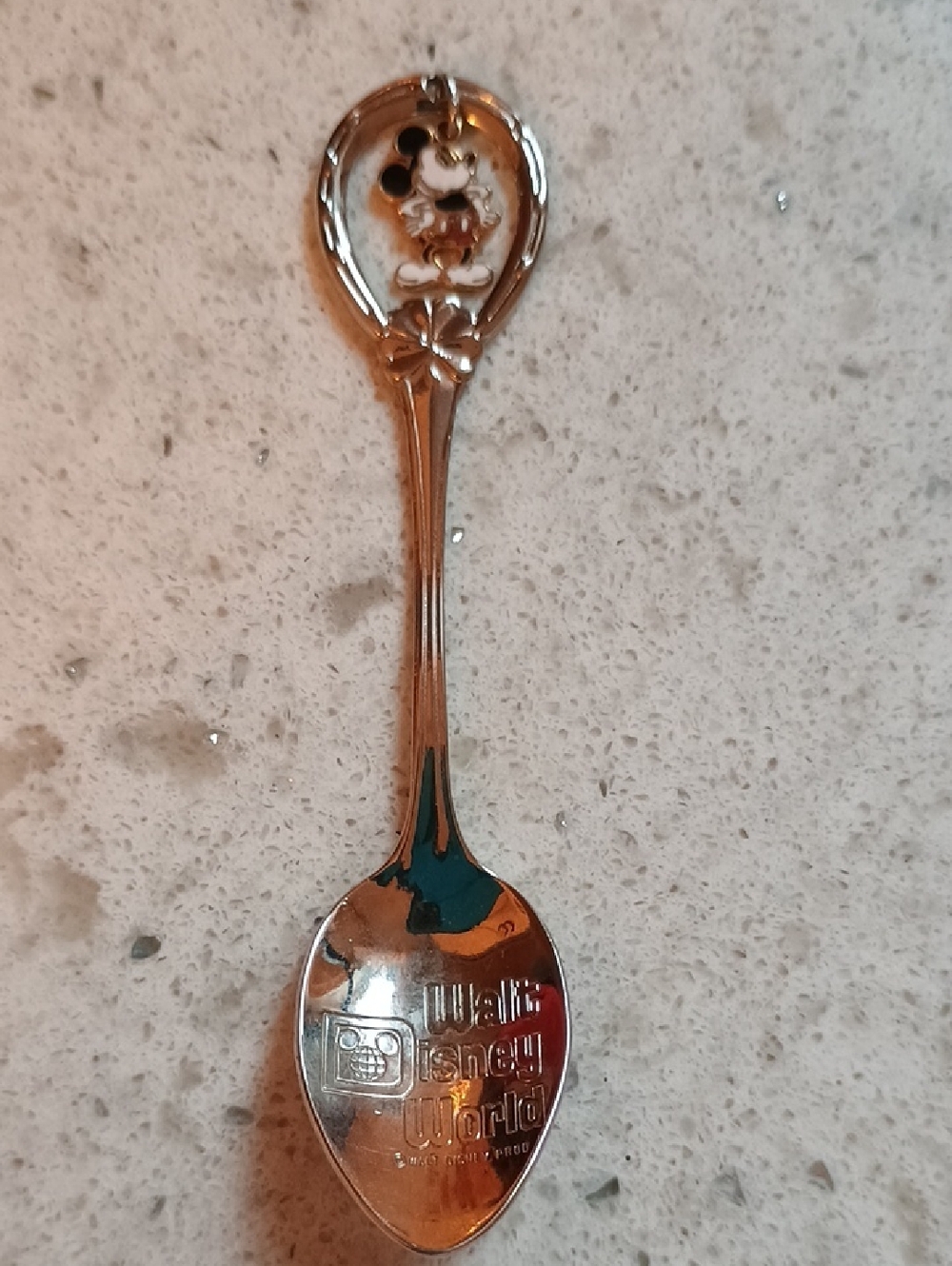 Vintage Walt Disney World Silver Collector Souvenir Spoon - Mickey Top
